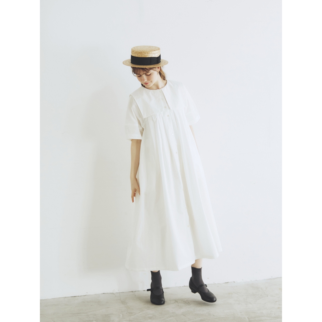 MAGALI 天日干しコットン・スクエアカラー・ワンピース | shironeko