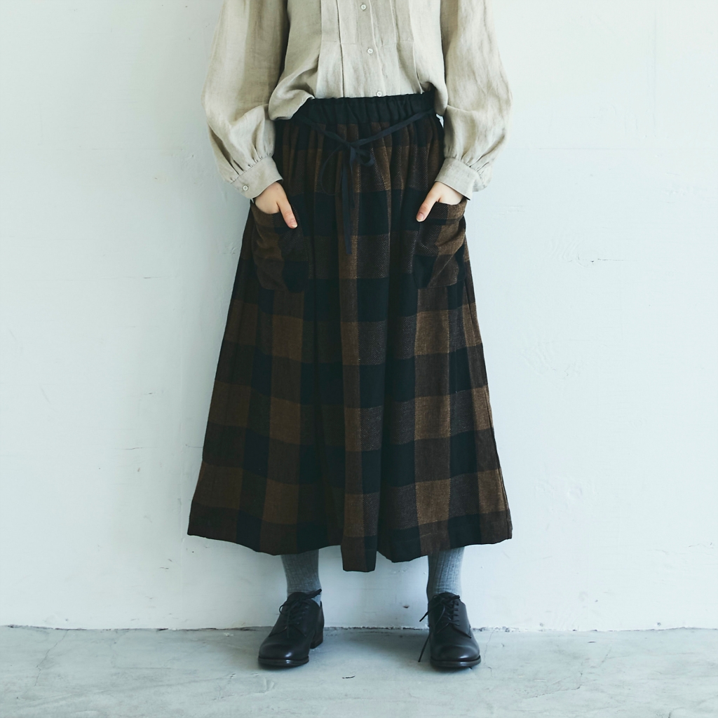 有名なブランド MAGALIギンガムウール・ロングスカート | shironeko スカート