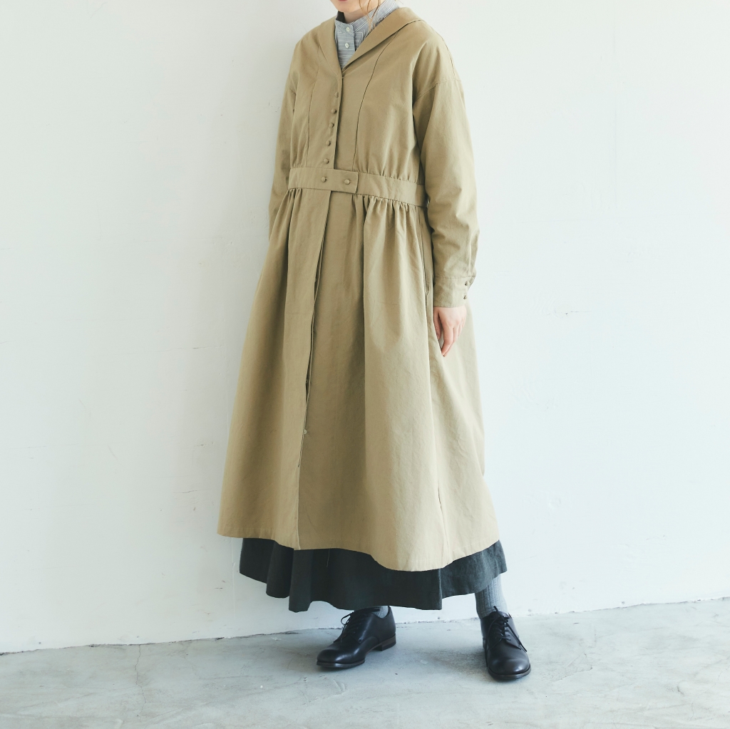 MAGALIコットンシルク・ショールカラーワンピース | shironeko 