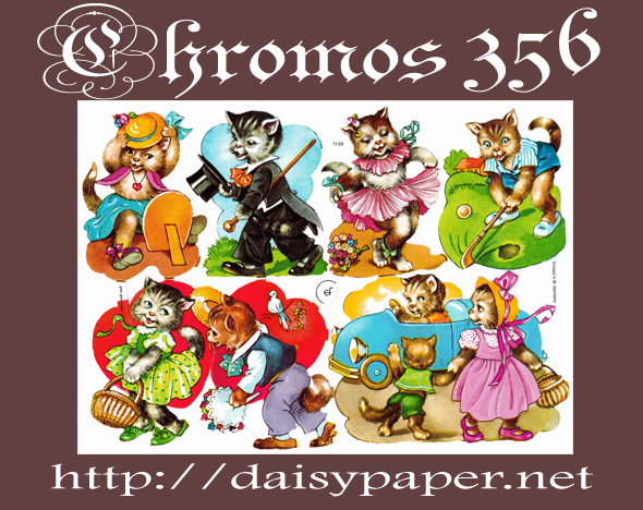 クロモス ドイツ製【CHROMOS 356】デイジーのクロモスが356種類になりました!Made in Germany おしゃれ猫、猫のカップル、アンティーク、ノスタルジック、レトロ、ねこ