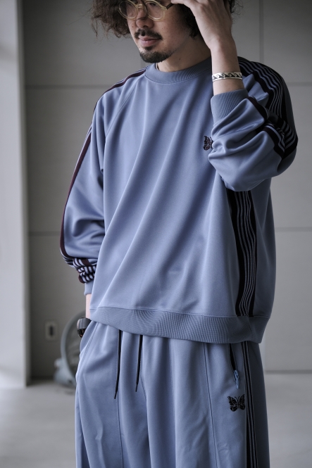 ニードルス TRACK CREW NECK SHIRT SAX BLUE-