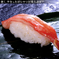 かなりピンボケ ズワイ握りを撮る