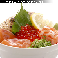 かなりピンボケ 鮭づくし丼の撮り方