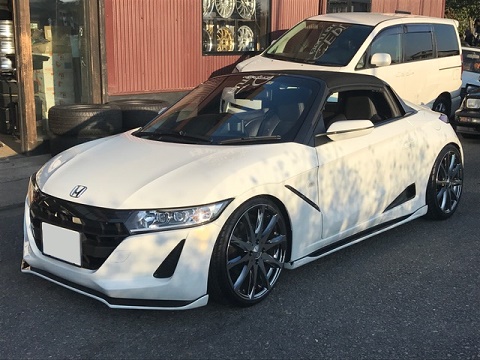 HONDA S660 フロントリップスポイラー&サイドスポイラー取付 HONDA S660 フロントリップスポイラー&サイドスポイラー取付