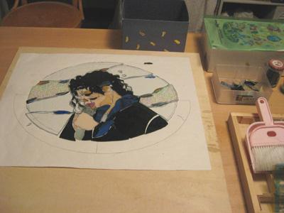 マイケルジャクソン 似顔絵 ステンドグラス