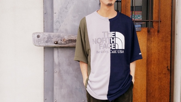 the north face purple label asymmetry logo tee