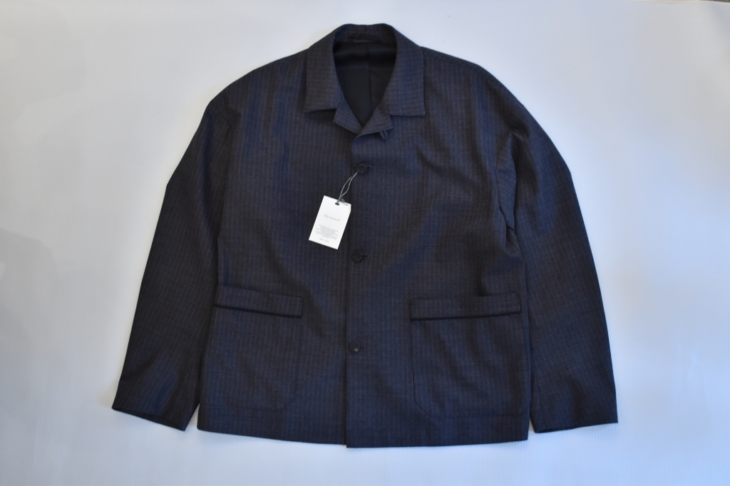 Phlannèl】Winter Stripe French Sleeping Jacket Gray×Red | theater 