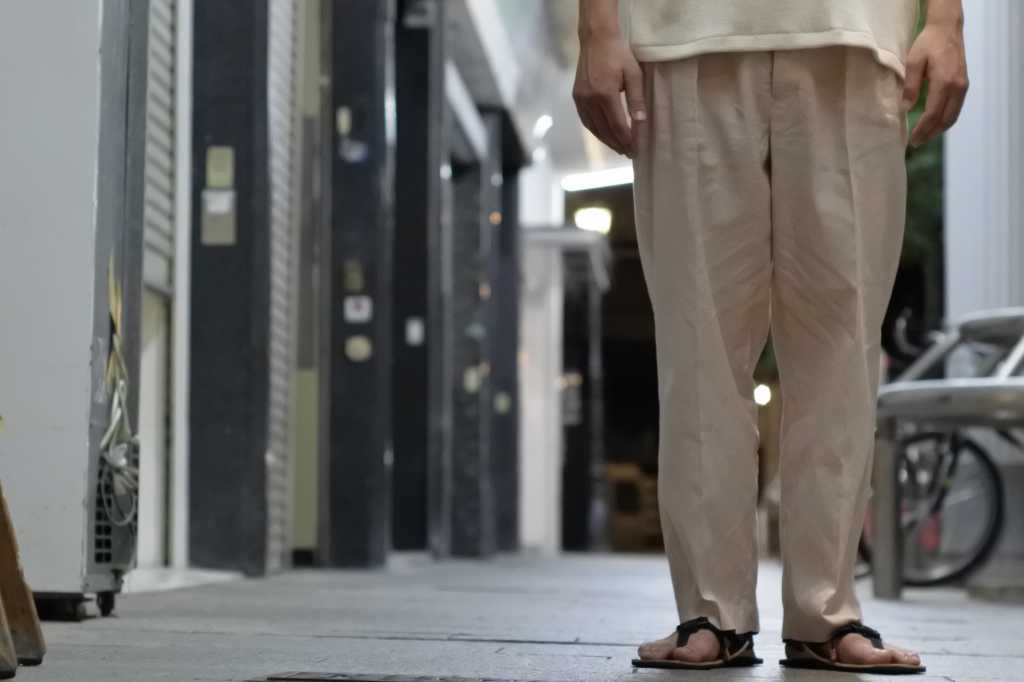 Phlannèl】American Sea Island Linen 2tuck Trousers col.Pink | theater