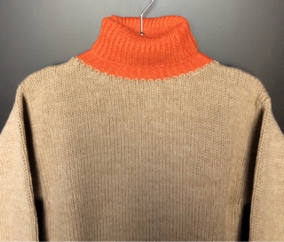 Nigel Cabourn George Lowe Roll Neck Jumper - Grey and Blue NCRLNK