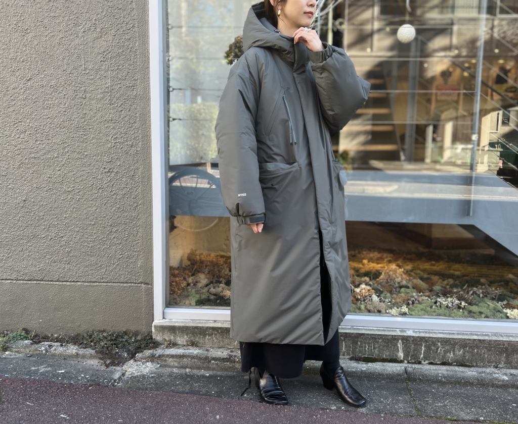 HYKE PERTEX HOODED PADDED MILITALY COAT - モッズコート