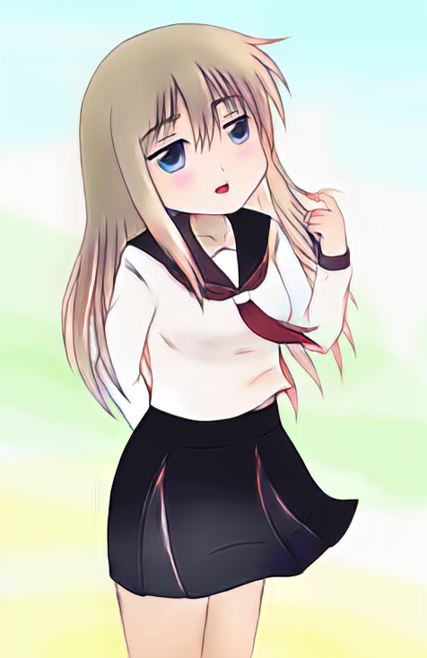 イラスト セーラー服 線画自動着色