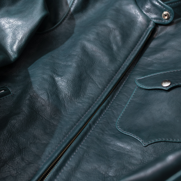 MUSHMANS Leather Single Stand Collar Riders Jacket【WIRED-χ