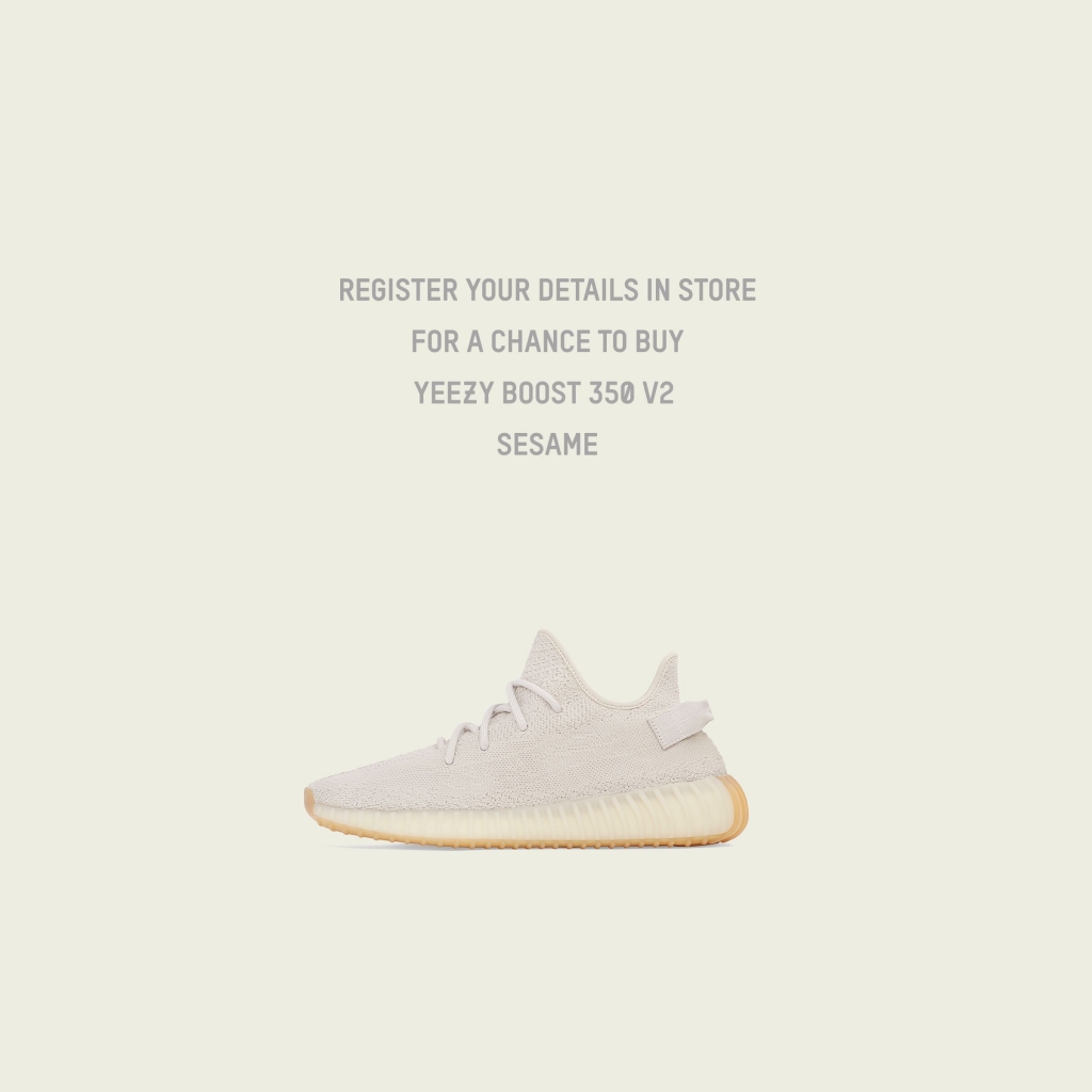 11/23(FRI)adidasYEEZYBOOST 350 V2 SESAME販売方法のお知らせ 