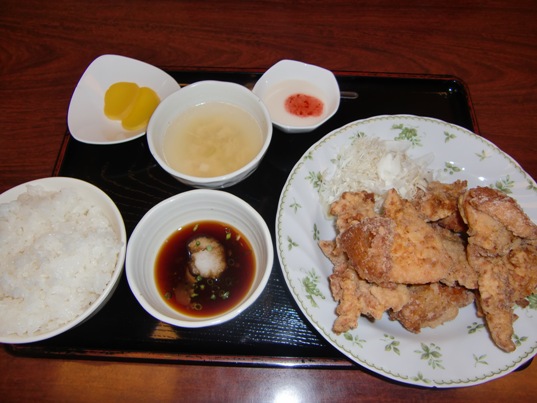 鶏のから揚げおろしポン酢ソース定食