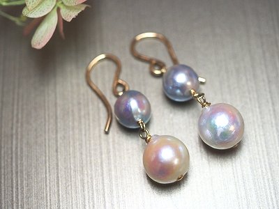 あこや無調色ナチュラルバロックピアス
