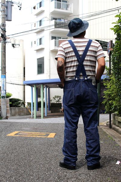 W34 ヘラーズカフェ WAREHOUSE ストライプ 杢デニム オーバーオール W34 ヘラーズカフェ WAREHOUSE ストライプ 杢デニム