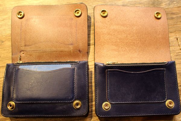 オリジナルトラッカーウォレット！！ネイビーサドルレザー！！経年変化