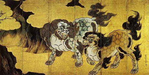 大幅値下‼️明治九谷『色絵金襴手 唐獅子牡丹に七福神図 大皿』 里帰り品 径34㎝ 優品‼️明治九谷『色絵金襴手 唐獅子牡丹に七福神図 大皿