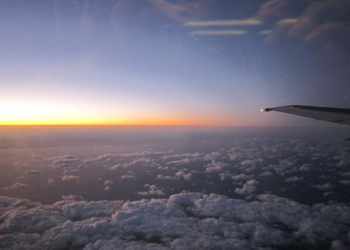 空からの夕暮れ