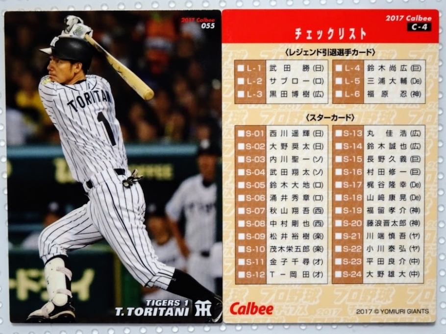 鳥谷敬選手・チェックリスト