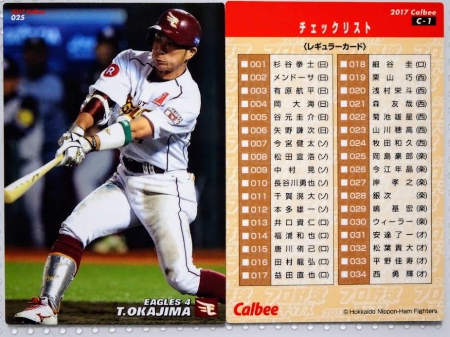 岡島豪郎選手・チェックリスト