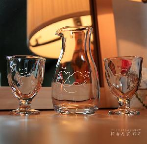 猫柄冷酒グラスセット(手ひねり) 猫雑貨 S-SET-2