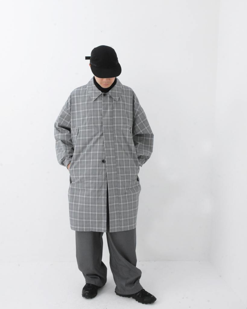 TIGHTBOOTH】Seersucker Big Coat (Gray Plaid)- LIEON SHARE