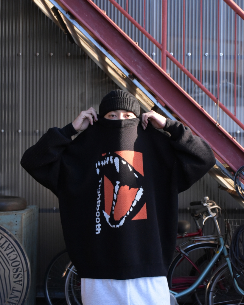 TIGHTBOOTH】Bite Knit Sweater (Black)-LIEON SHARE（ライオン