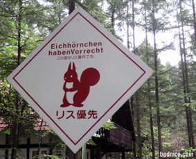 リス注意の看板