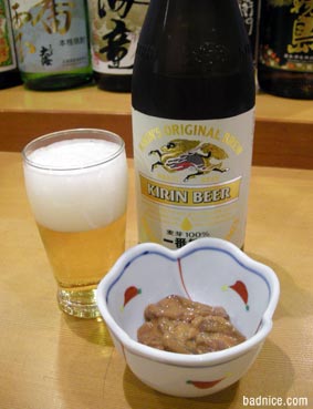 一番絞りと塩辛