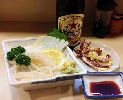 イカ刺しとゲソ焼き