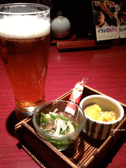 生ビールとお通し12/26