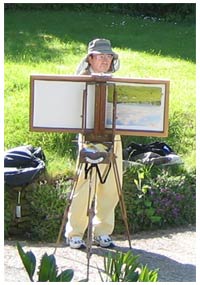裏に牧場の絵が!逆さまだ。こうやって乾かしているのです。