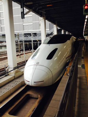 博多駅フォームの九州新幹線「つばめ」