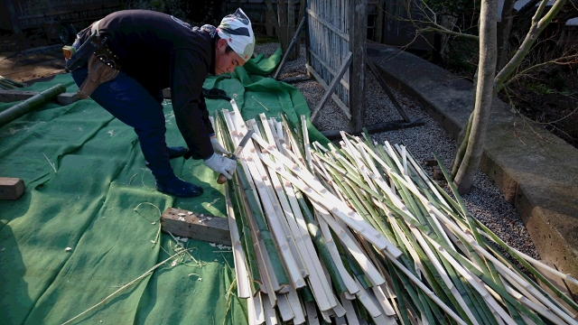 網代垣の作り方その 庭師の日記 日々是好日