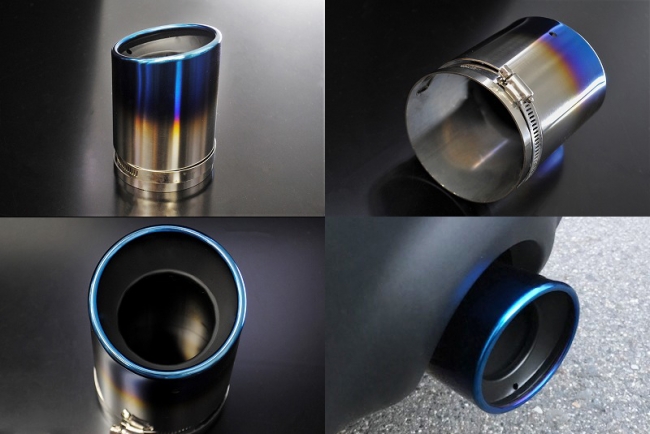 ☆新発売☆ミニ・クーパー マフラーカッター 90mm 耐熱黒 斜口 ブルー