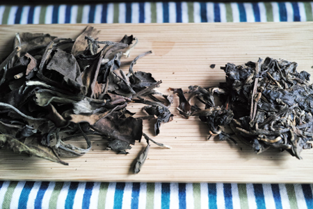 寿眉2003年白茶と易昌號大漆樹圓茶04年プーアル茶