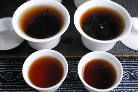熟茶のプーアル茶飲み比べ