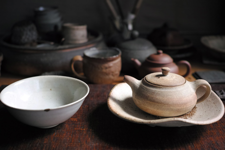 チェコ土の茶壺と茶杯