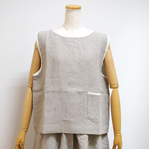 tumugu:ツムグ アンティークナインテリネン2wayベスト（KINARI