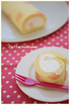 ハート柄のロールケーキ