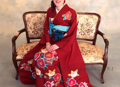 日本刺繍の筥迫 ままねこさん成人式レポート | 筥迫は続くよどこまでも！