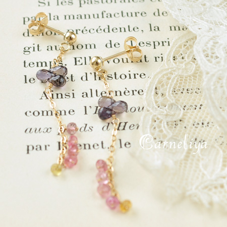 14kgf小粒ブラウンサファイア・イエロートルマリンピアス/イヤリング 14kgf小粒ブラウンサファイア・イエロートルマリンピアス⁄イヤリング