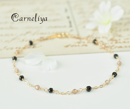 14kgf ハンドメイドピアスルベライトカラーのお月さまとアメジストのお