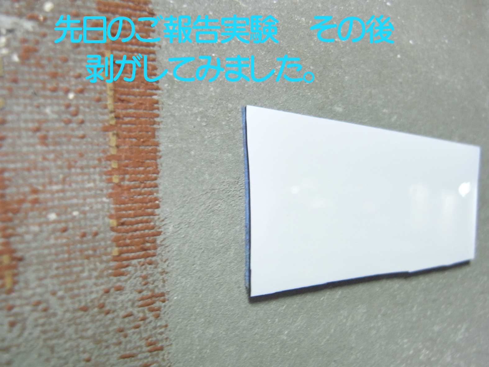 コンクリートへの貼付けテスト結果