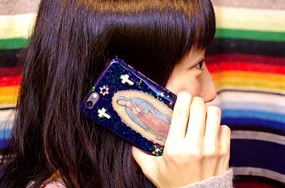 マリアアイホンケース アイフォン iPhone スマホ スマートフォン メキシコ マリア PAD 手作り キラキラ 星