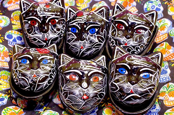 メキシコ メキシカンスカル ガイコツ ネコ ねこ 猫 小物入れ 入れ物 インテリア エスニック
