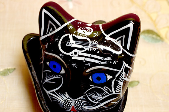 メキシコ メキシカンスカル ガイコツ ネコ ねこ 猫 小物入れ 入れ物 インテリア エスニック