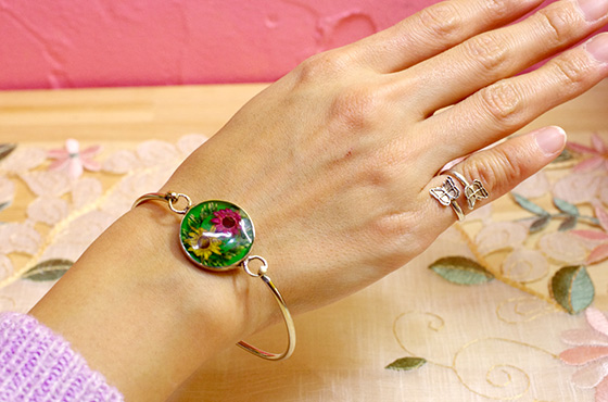 レトロ アクセサリー ブレスレット お花 生花 ハンドメイド 手作り メキシコ