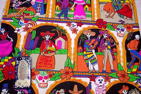 メキシコ メキシカンスカル ガイコツ カラベラ スカル 柄 生地 ファブリック キルト 布 ハギレ 手作り 素材 マテリアル ハンドメイド レジャーシート デコレーション パーティ飾り パーティグッズ